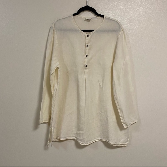 CP Shades Tops - CP Shades Tunic Women’s Size Large Off White Sausalito Irish Linen Lagenlook